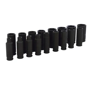 Juego de dados largos de impacto cuadro de 3/8", 6 puntas, métricos, 17 piezas Urrea