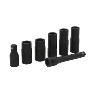 Juego de dados de impacto doble boca cuadro de 1/2" combinados, 6 puntas, 7 piezas Urrea