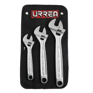 Juego de llaves ajustables cromadas, 3 piezas en estuche Urrea