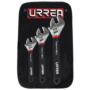 Urrea-795G / 795G Juego de llaves ajustables cromadas con mango Rubber Grip, 3 piezas en estuche Urrea
