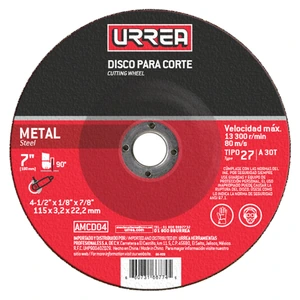 Disco abrasivo tipo 27 para metal x 1/4" Urrea