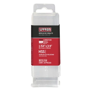 Urrea-BCO1/64 / BCO1/64 Broca con cobalto de acero de alta velocidad 1/64" zanco recto Urrea