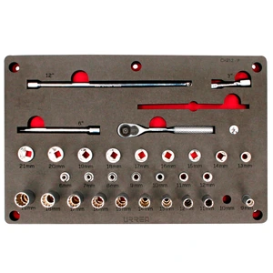 Juego de dados y accesorios cu adro de 3/8 in combinados 35 pie zas, CH212P-C