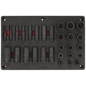 Juego de dados de impacto en pulgadas cuadro de 1/2" 29 piezas, CH241P-C Urrea