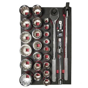Juego de dados cortos y accesorios cuadro de 3/4" en pulgadas 27 piezas, CH301-C Urrea