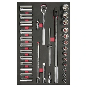 Juego de dados cortos,largos y accesorios cuadro de 1/2" en pulgadas 32 piezas, CH310-C Urrea