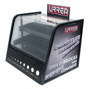 Urrea-EXBROCALC / EXBROCALC Exhibidor de mostrador para br ocas concreto con calibrador 3 9 cm x 35 cm x 37 cm