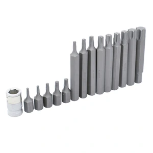 Juego de puntas torx cortas y largas hexágono de 3/8" con adaptador, 15 piezas en blíster Urrea
