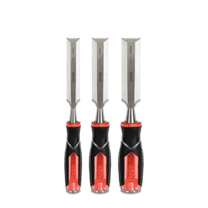 Urrea-JFO3 / JFO3 Juego de formones para madera con mango bimaterial 1/4", 1/2" y 3/4", 3 piezas Urrea