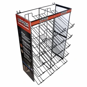 Urrea-RLIJP1 / RLIJP1 Rack despachador de mostrador y panel perforado para lijas, 10 charolas, 65 cm x 50 cm