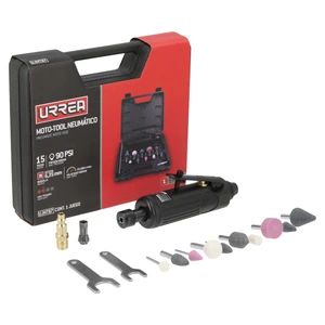Urrea-UJMT87 / UJMT87 Juego de moto-tool neumático recto con accesorios, 15 piezas Urrea