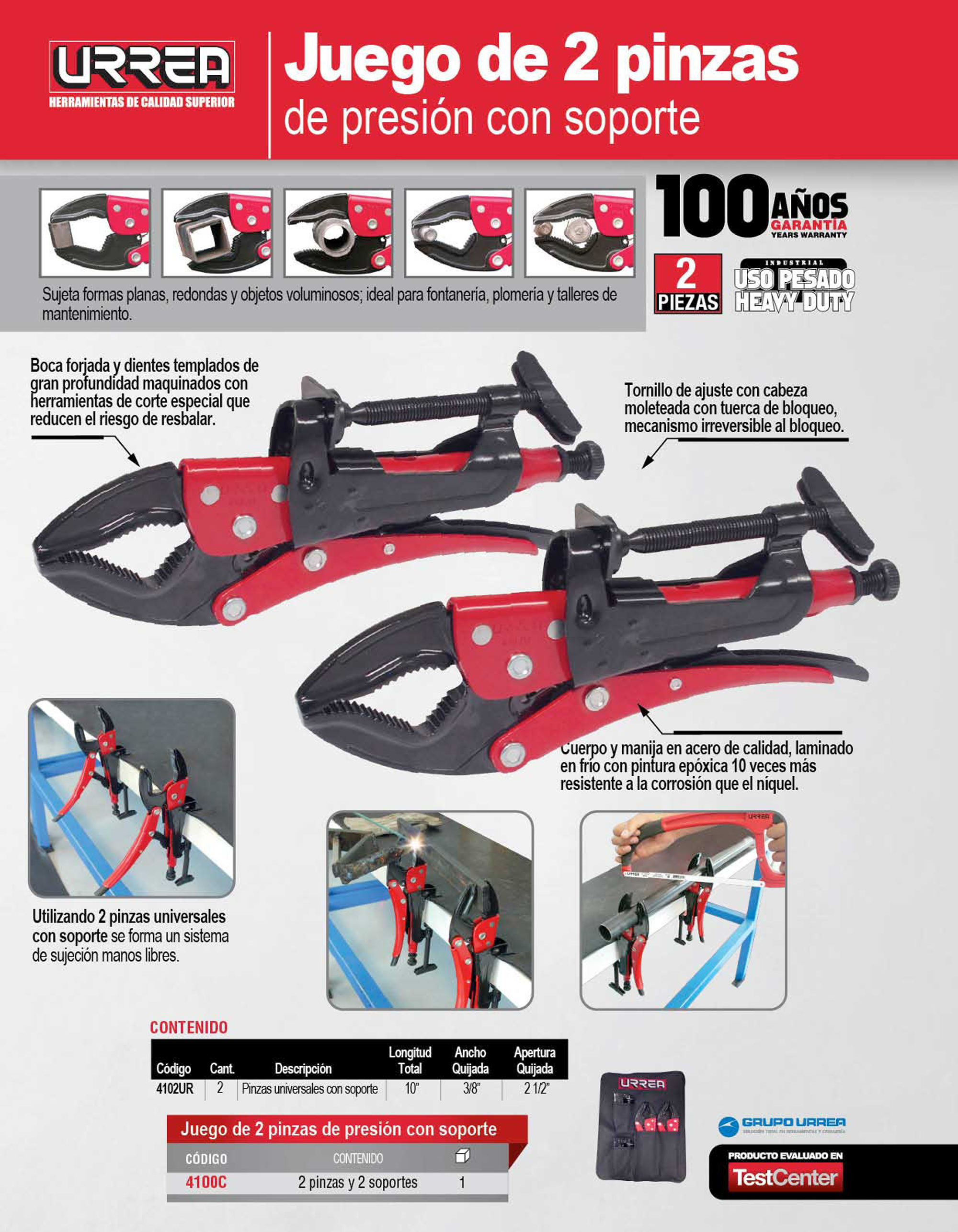 Urrea 4100C 4100C TRUPER Juego De Pinzas De Presi n Con Soporte Para 