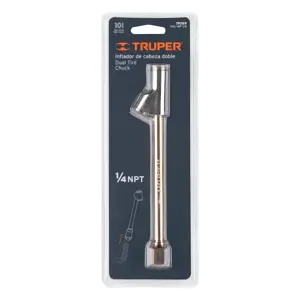 19089 / VAL-INF-1/4 Inflador de cabeza doble, cuerda 1/4 NPT, Truper