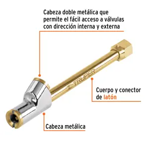 Inflador de cabeza doble, cuerda 1/4 NPT, Truper