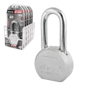 CANDADO REDONDO D/ACERO GANCHO LARGO D/BORO ALTA SEGURIDAD 65MM C/3 LLAVES