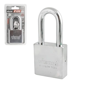 CANDADO CUADRADO D/ACERO GANCHO LARGO D/BORO ALTA SEGURIDAD 57MM C/2 LLAVES