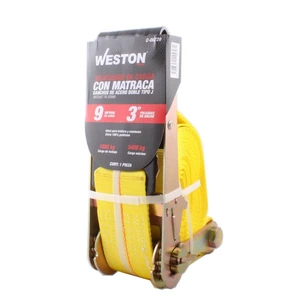 SUJETADORES CON MATRACA 3" X 9M GANCHO PLANO