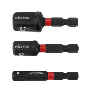 JGO. DE 3 ADAPTADORES PARA DADOS DE IMPACTO VÁSTAGO HEXAGONAL 1/4" PARA CUADRO 1/4" 3/8" Y 1/2"