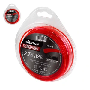 WESTON-MS-0235 / MS-0235 HILO REDONDO P/DESBROZADORA EN BLISTER 2.7mm X 12m - ROJO