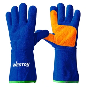 GUANTE SOLDADOR AZUL C/ REFUERZO DE PIEL EN PALMA (Precio x par - Empaque c/25 pares)