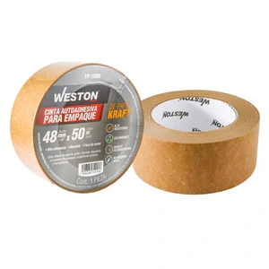 WESTON-TP-1090 / TP-1090 CINTA D/PAPEL KRAFT AUTOADHESIVA 48mm X 50 m DEGRADABLE (PRECIO X PIEZA)