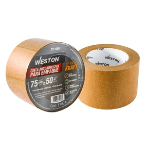WESTON-TP-1095 / TP-1095 CINTA D/PAPEL KRAFT AUTOADHESIVA 75mm X 50 m DEGRADABLE (PRECIO X PIEZA)