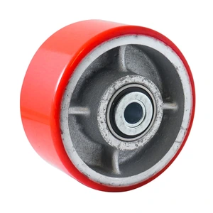 RUEDA FIERRO VACIADO C/PU ROJA C/BALERO