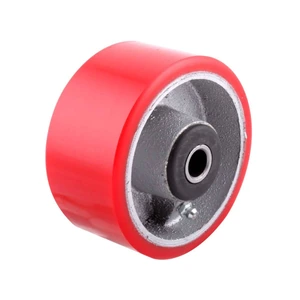RUEDA FIERRO VACIADO C/PU ROJA C/BALERO