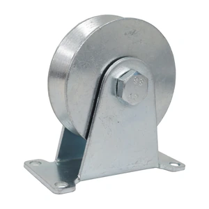 RUEDA C/BASE P/PUERTA CORREDIZA D/ACERO ZINCADA RANURA "V" FIJA X 21.5MM