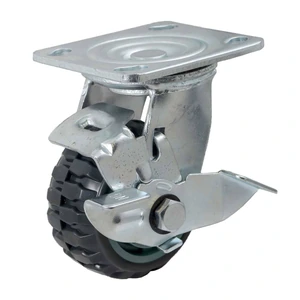 RODAJA DE PU CENTRO PP GIR. C/FRENO TIPO TRACTOR 4" (100*50MM)