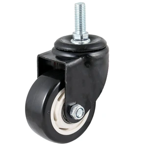 RODAJA DE PVC NEGRO GIRATORIA C/ESPIGA ROSCADA
