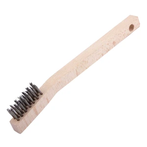 CEPILLO C/MANGO MADERA P/SOLDADOR 3X7 PINCELES A. INOXIDABLE .006" (Precio x Pza - Caja C/24 Pzs)