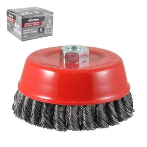 CEPILLO  TIPO COPA TRENZADA SIN ARO 5"ENT 5/8-11 A. AL CARBON .020"