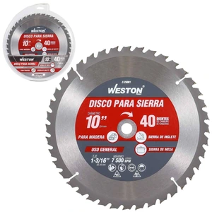 WESTON-Z-25081 / Z-25081 DISCO PARA SIERRA CIRCULAR P/MADERA 10'' X 1-3/16'' 40DT C/BUJES