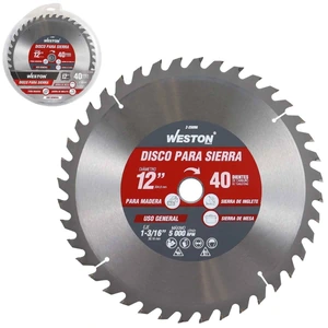 WESTON-Z-25096 / Z-25096 DISCO PARA SIERRA CIRCULAR P/MADERA 12'' X 1-3/16'' 40DT C/BUJES