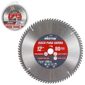 WESTON-Z-25098 / Z-25098 DISCO PARA SIERRA CIRCULAR P/MADERA 12'' X 1-3/16'' 80DT C/BUJES