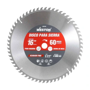WESTON-Z-25110 / Z-25110 DISCO PARA SIERRA CIRCULAR P/MADERA 16'' X 1-3/16'' 60DT BUJE 25MM & 1"