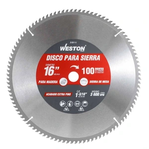 WESTON-Z-25115 / Z-25115 DISCO PARA SIERRA CIRCULAR P/MADERA 16'' X 1-3/16'' 100DT BUJE 25MM & 1"