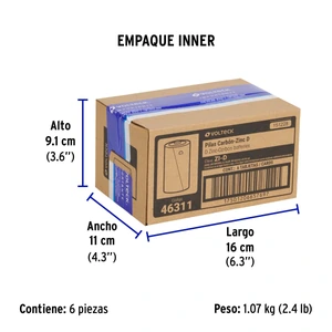 Blíster con 2 pilas zinc-carbón D, VOLTECK