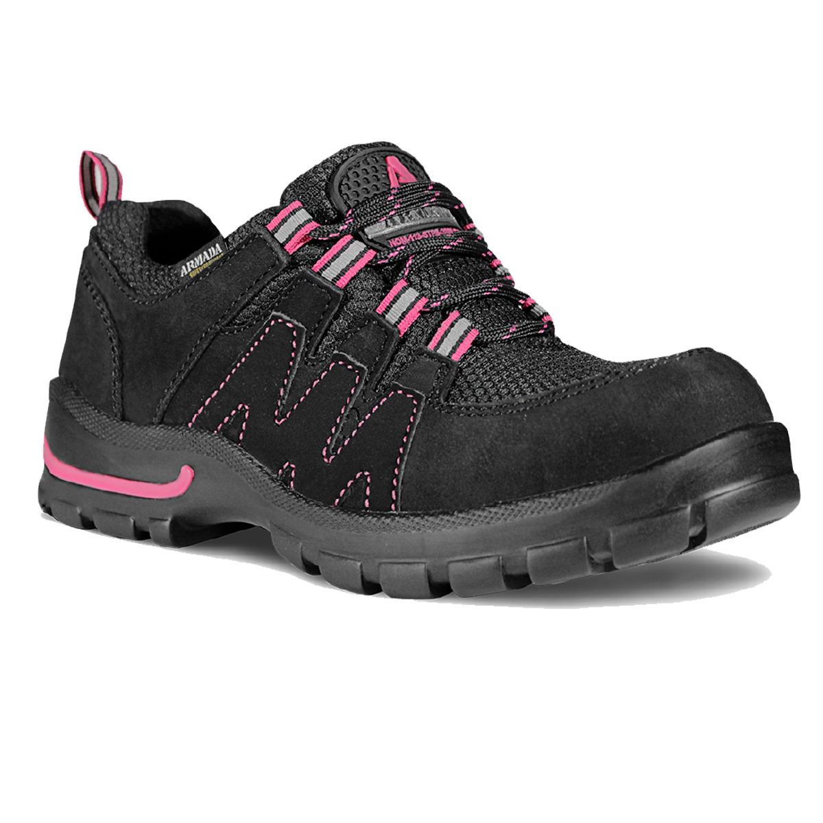 Tenis de seguridad X-PORT nubuck con suela Yukón de PU Color Negro/Fucsia
