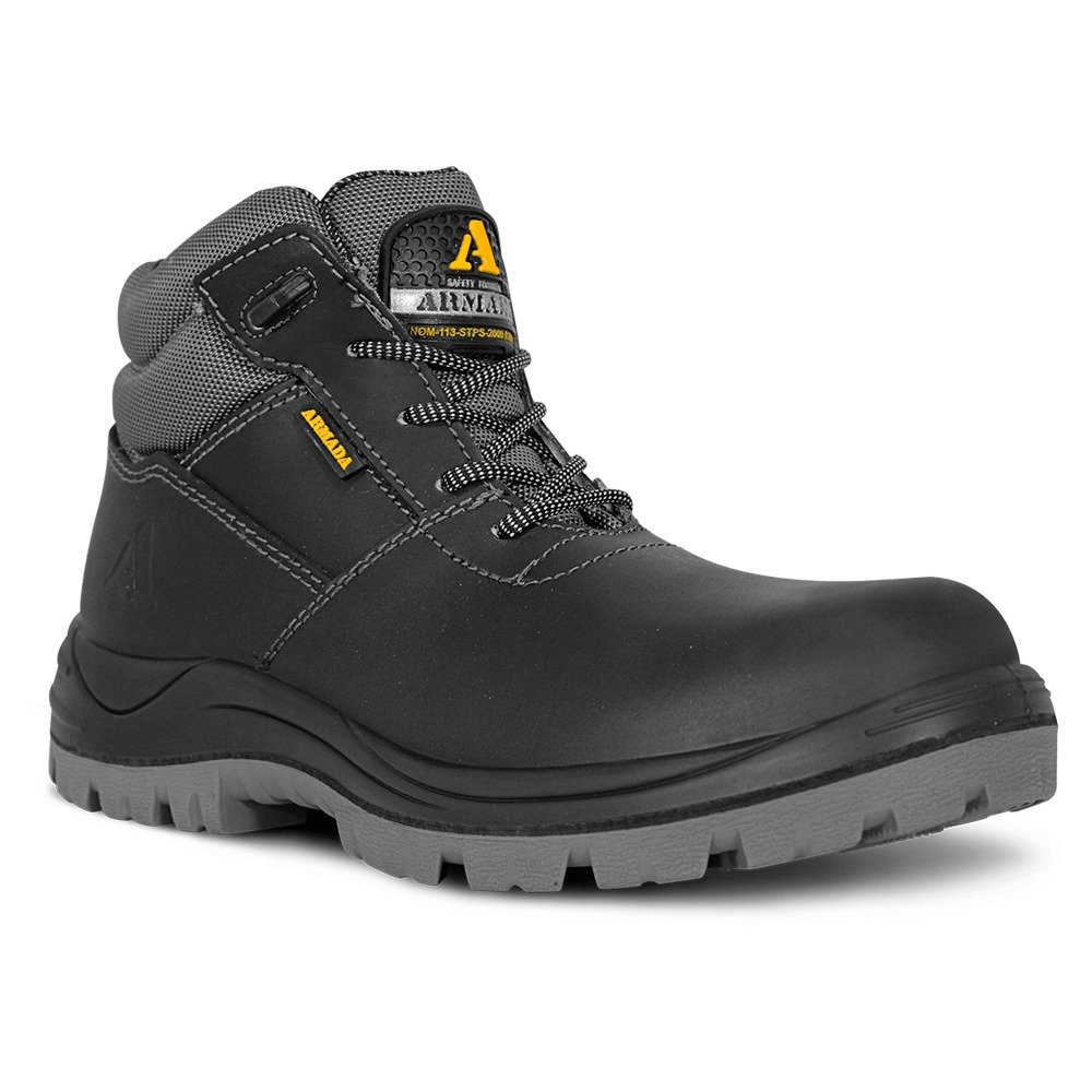 Bota de seguridad de inyección directa napa con suela Armento de PU baja densidad + Hule