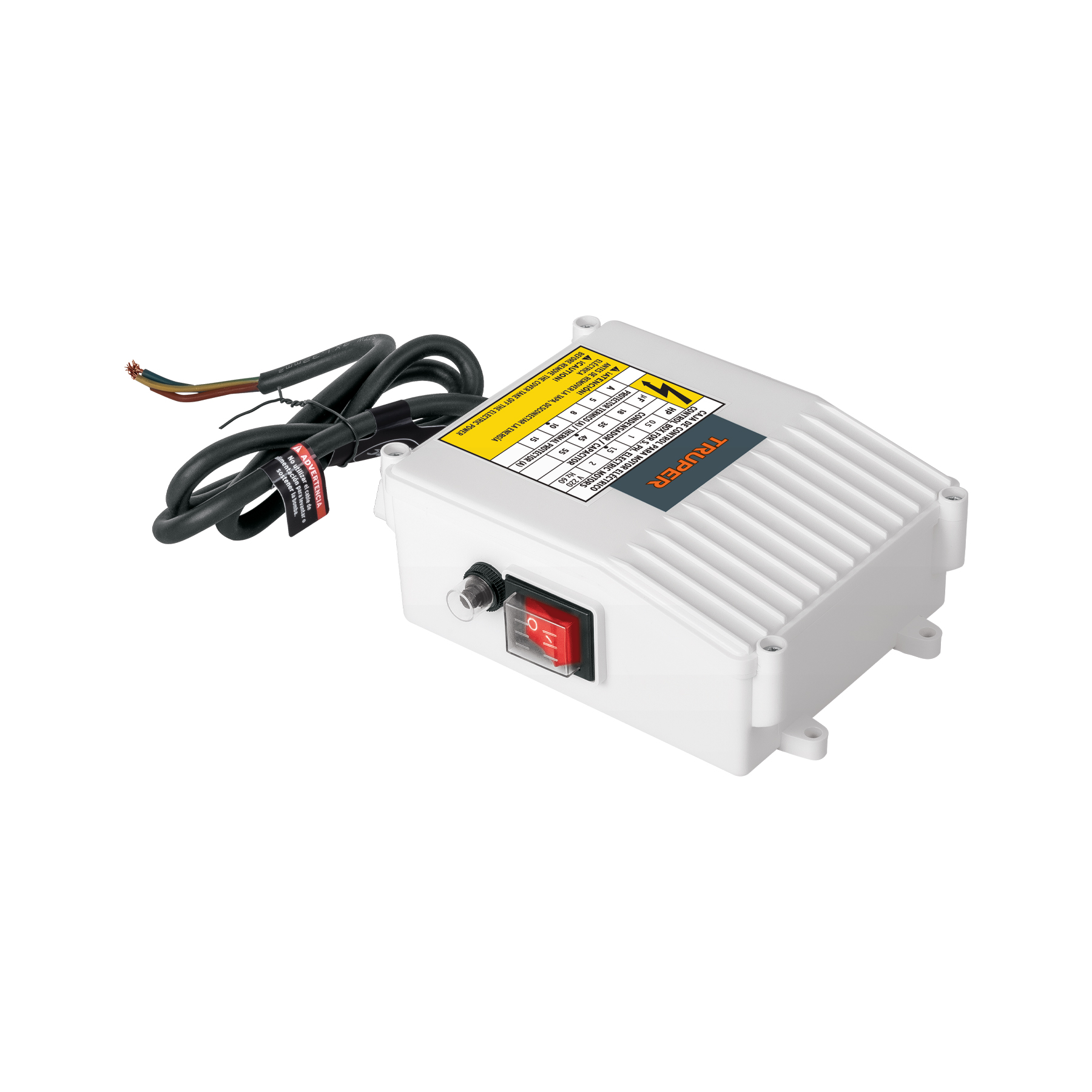 Caja de control p/bomba pozo profundo 1 1/2 HP, 220V, Truper