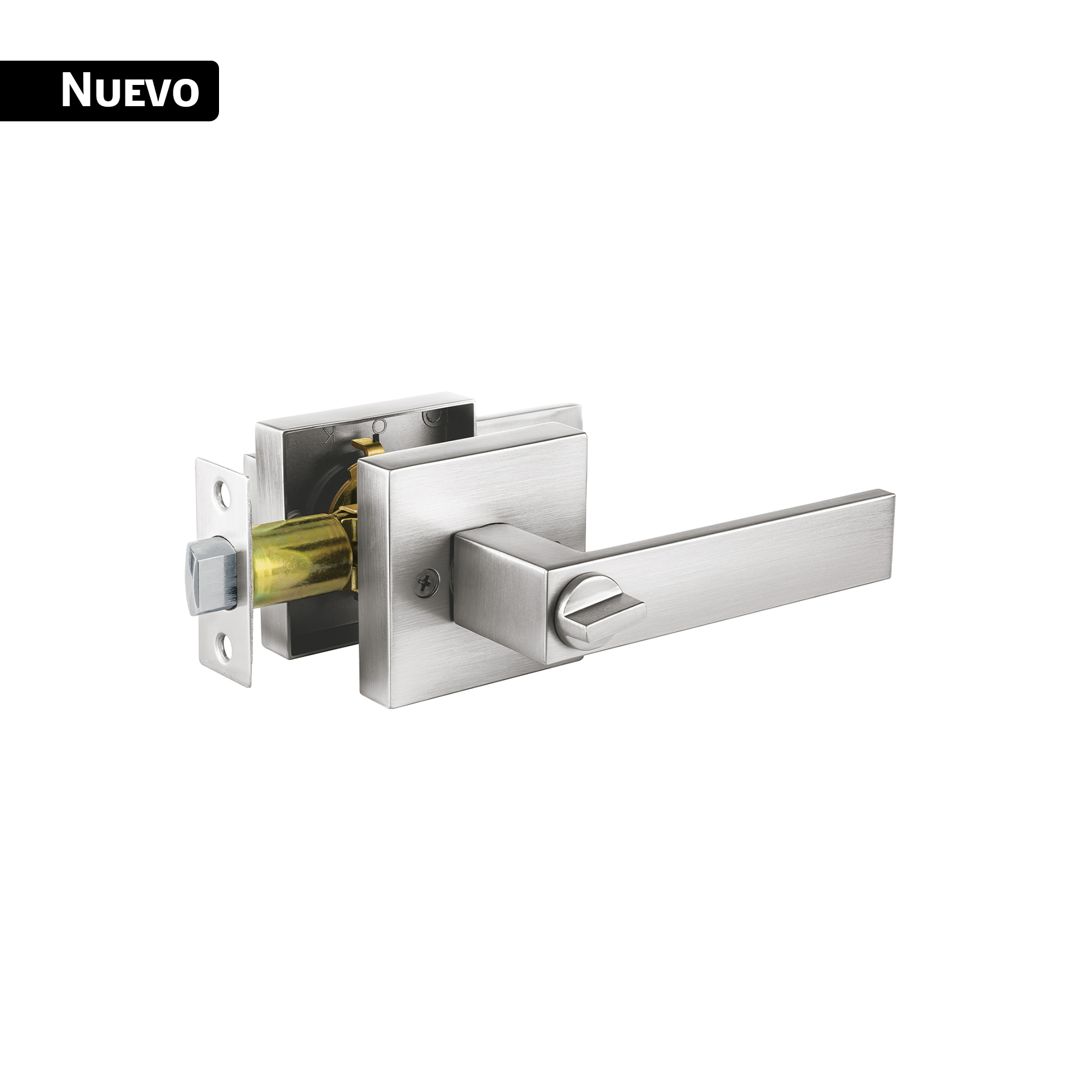 Cerradura manija 'Módena' p/baño, cromo mate, cil latón