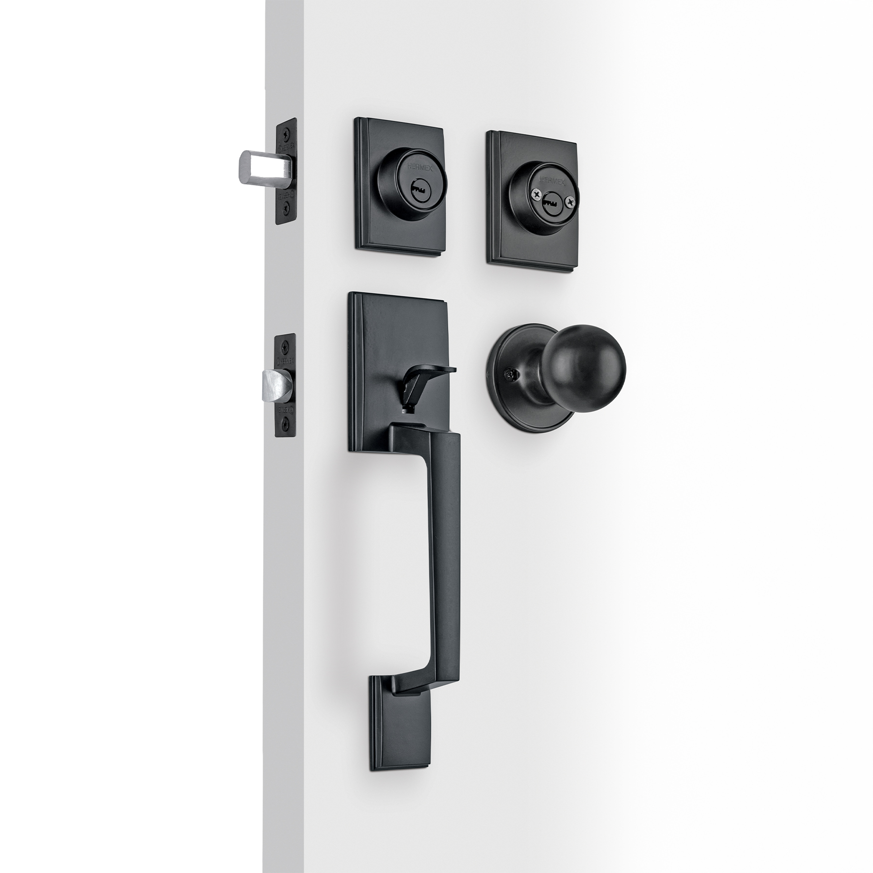 Jaladera y perilla Porto llave-llave, negro