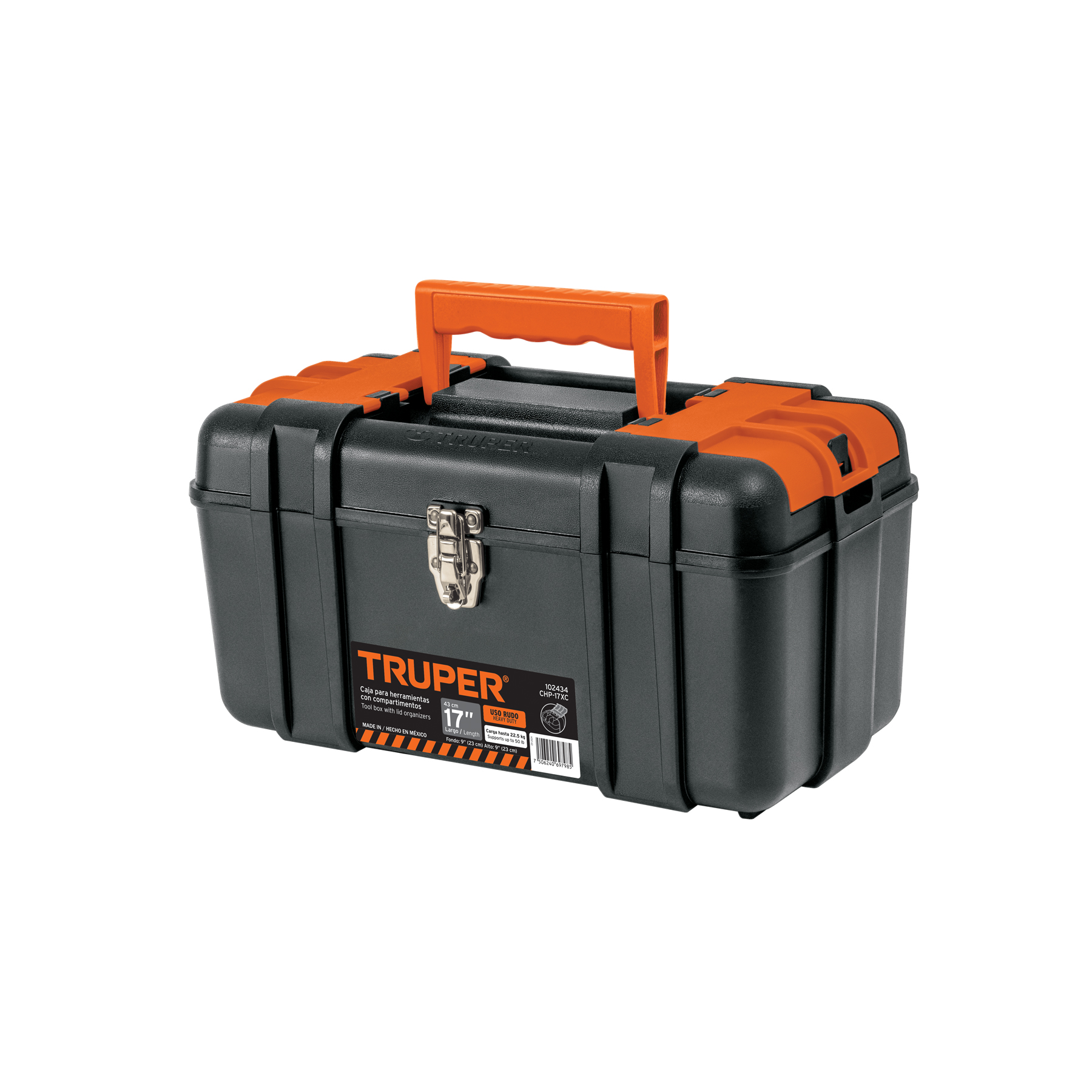 Truper Caja para herramienta 17' c/compartimentos,broches metálicos