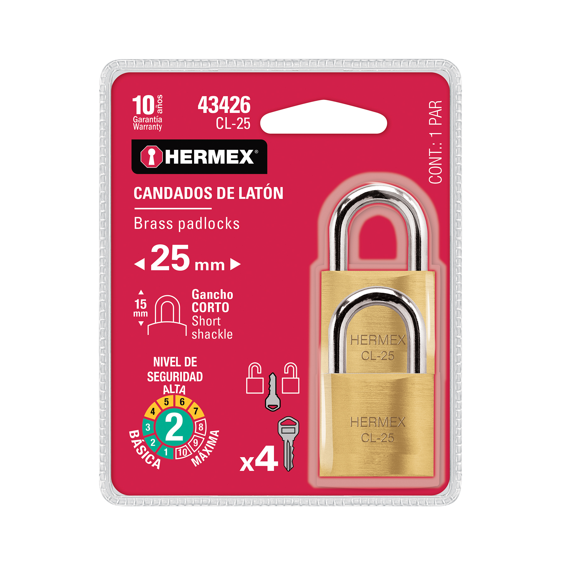 Candado combinación 20mm latón, Candados de seguridad estándar