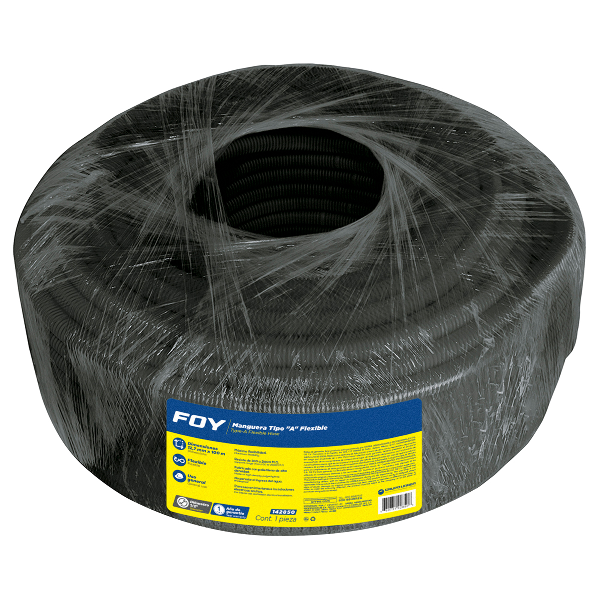 Manguera flexible para cable, reforzada 1/2" 100 m Foy