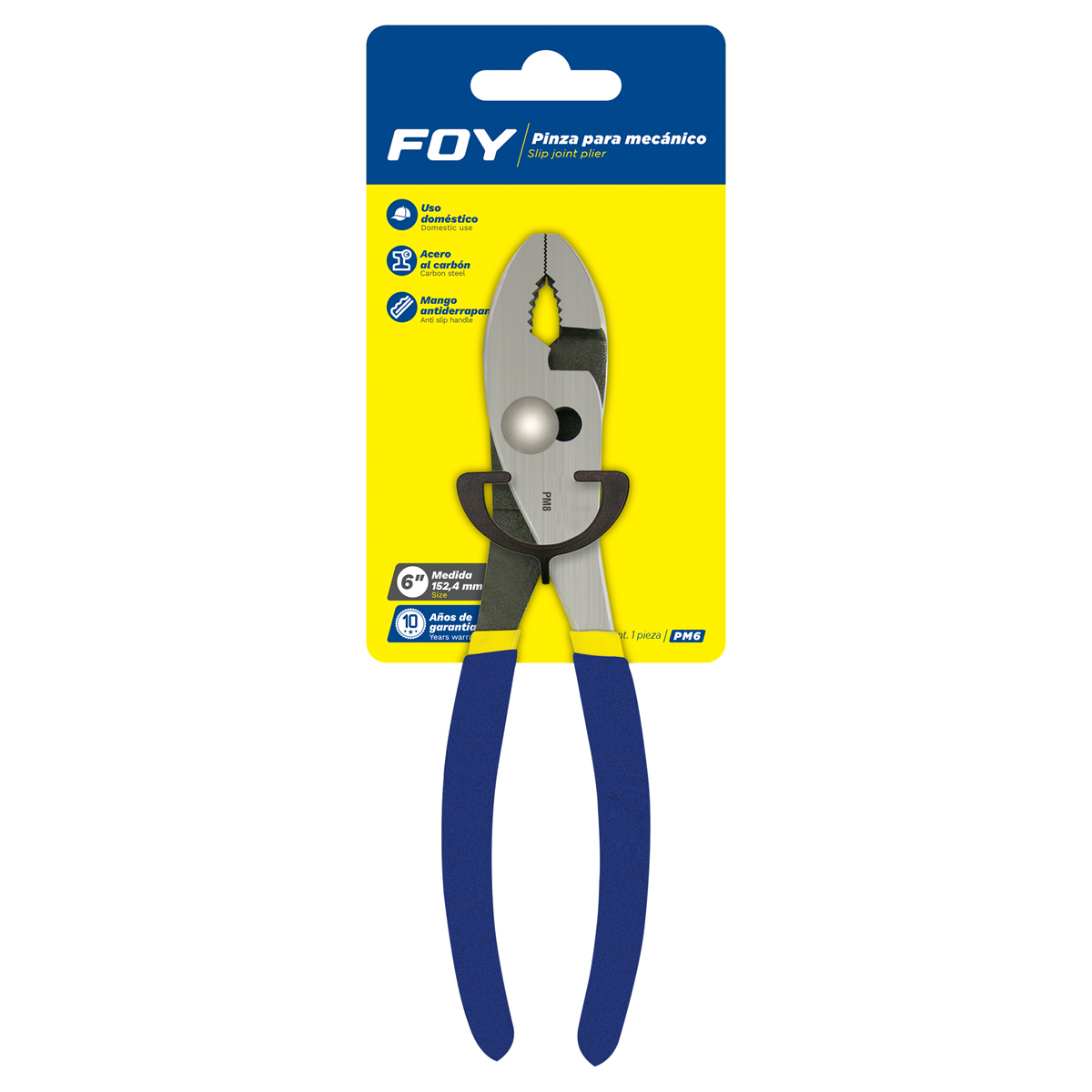 Pinza para mecánico con mango de plastisol de 6" Foy