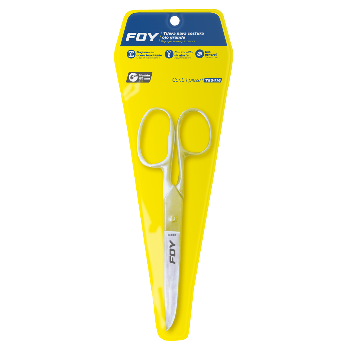 Tijeras para costura ojo grande 6" Foy