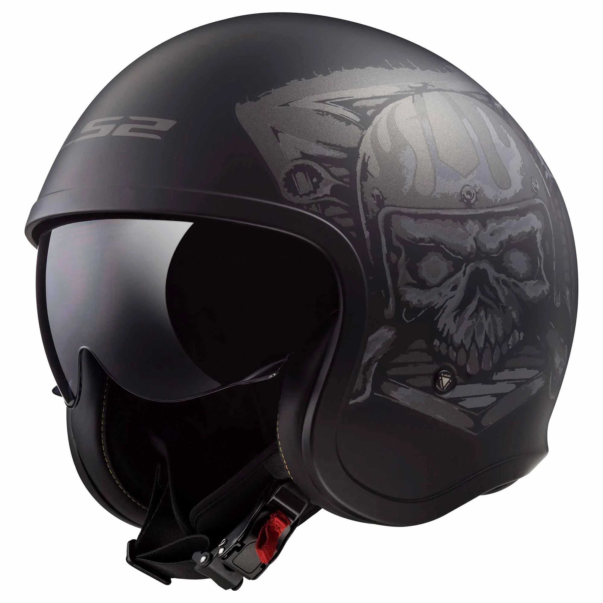 CASCO ABIERTO LS2 SPITFIRE II SKULL RIDER L NGO/MATE OF599